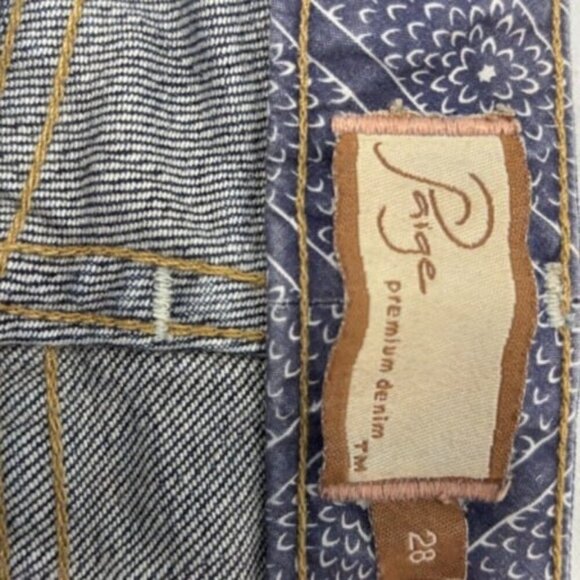 PAIGE Laurel Canyon Cropped Waist Size 28 Stretch Denim 5 Pocket Capri EUC - Picture 9 of 10